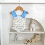 【80-120cm】水着 ブルー フラワー スイムウェア - 画像 (4)