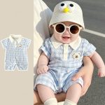 【66-90cm】ロンパース クマ柄 チェック 可愛い ベビー服 - 画像 (3)