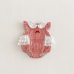 【66-90cm】ロンパース レッド チェック 可愛い おしゃれ ベビー服 - 画像 (8)