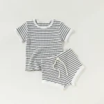 【73-110cm】セットアップ ベビー ボーダー柄 カジュアル - 画像 (5)