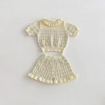【73-110cm】セットアップ ベビー 女の子フラワー透かし編み - 画像 (6)