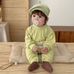 【66-90cm】ロンパース ゾウ柄 グリーン 可愛い 肌触り良い ベビー服 - 画像 (8)