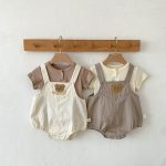 【66-90cm】セットアップ 熊さん 可愛い サロペット＆Ｔシャツ - 画像 (12)