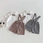 【80-120cm】セットアップ ベビー 男の子 トップス & サロペット リボン