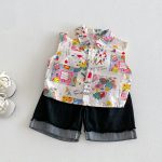 【73-100cm】シャツ or ショートパンツ ベビー 男の子 カートゥーン ノースリーブ - 画像 (2)