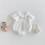 【66-90cm】ロンパース ベビー 女の子 ラウンドネック 刺繍 - 画像 (2)