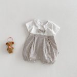 【66-90cm】カバーオール ベビー 切り替え リボン お出かけに - 画像 (2)
