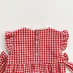 【66-90cm】ロンパース ベビー イチゴ柄 チェック リボン - 画像 (9)