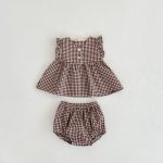 【66-100cm】セットアップ ベビー チェック フリル トップス＆パンツ - 画像 (5)