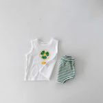 【66-100cm】セットアップ ベビー 可愛い ベスト＆ボーダーショートパンツ - 画像 (9)