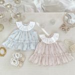 【73-100cm】ワンピース ベビー 女の子 スウィート 丸襟 小花柄