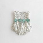 【66-90cm】ロンパース ベビー 花柄 ダブル蝶結び - 画像 (3)
