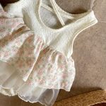 【73-90cm】ロンパース ベビー 小花柄 チュール - 画像 (12)