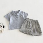 【73-100cm】Tシャツ or ショートパンツ ベビー 男の子 カートゥーンワッペン ストライプ - 画像 (4)