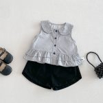 【73-100cm】シャツ or ショートパンツ ベビー 女の子 ドット ノースリーブ - 画像 (2)