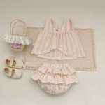【73-110cm】セットアップ ベビー 女の子 カラフル ストライプ - 画像 (7)