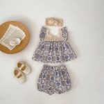【66-100cm】セットアップ ベビー フラワー ギンガム - 画像 (2)