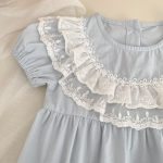 【66-90cm】ロンパース ベビー 女の子 二重レースパフスリーブ - 画像 (11)