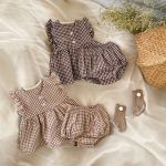 【66-100cm】セットアップ ベビー チェック フリル トップス＆パンツ - 画像 (9)