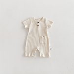 【66-90cm】カバーオール ベビー 半袖 無地 ナチュラル - 画像 (4)