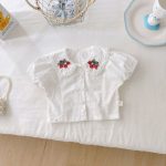 【73-100cm】サロペットロンパース＆ブラウス ベビー いちご刺繍 スウィート - 画像 (4)