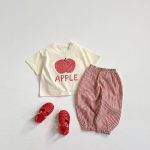 【80-130cm】セットアップ キッズ服 フルーツ柄 トップス＆チェックショートパンツ - 画像 (10)