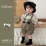 【66-90cm】サロペット レイヤード カーキ 可愛い ベビー服 - 画像 (3)