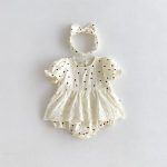 【66-90cm】ロンパース 可愛い レース ドット 赤ちゃん服 - 画像 (4)