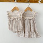 【66-130cm】ロンパース or ワンピース  ベビー 女の子 ストライプ フリル - 画像 (10)