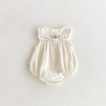 【66-90cm】ロンパース  ベビー ノースリーブ くま刺繍 - 画像 (6)