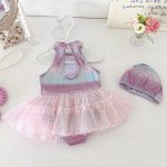 【73-100cm】ワンピース水着  プリンセス レース付き プール遊び - 画像 (3)