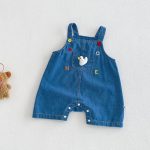 【66-90cm】二点セット 刺繍サロペット＆ボーダータンクトップ - 画像 (6)