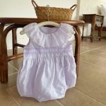 【73-90cm】ロンパース ベビー ドット フリル襟 ノースリーブ - 画像 (4)