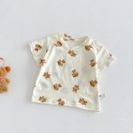 【66-90cm】セットアップ デニムロンパース＆Tシャツ ベビー くま柄 - 画像 (7)