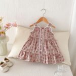 【90-140cm】ワンピース 女の子 おしゃれ 花柄 レトロ - 画像 (5)