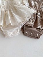 【66-90cm】ロンパース ベビー おしゃれ フリル 花刺繡 - 画像 (12)
