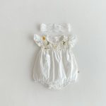 【66-90cm】ロンパース ベビー 花柄 刺繍 フリルデザイン - 画像 (6)