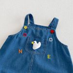 【66-90cm】二点セット 刺繍サロペット＆ボーダータンクトップ - 画像 (7)