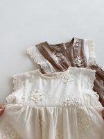 【66-90cm】ロンパース ベビー おしゃれ フリル 花刺繡 - 画像 (13)