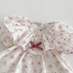 【66-90cm】セットアップ ブラウス＆サロペットロンパース フリル襟 小花柄 - 画像 (7)
