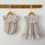 【66-130cm】ロンパース or ワンピース  ベビー 女の子 ストライプ フリル - 画像 (11)