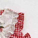 【66-90cm】ロンパース ベビー イチゴ柄 チェック リボン - 画像 (12)