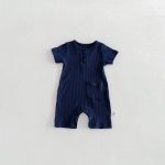 【66-90cm】カバーオール ベビー 半袖 無地 ナチュラル - 画像 (5)
