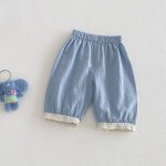 【73-100cm】セットアップ トップス＆パンツ ベビー 女の子 小花柄 ノースリーブ レース裾 - 画像 (7)