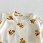 【66-90cm】セットアップ デニムロンパース＆Tシャツ ベビー くま柄 - 画像 (8)