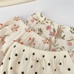 【66-100cm】セットアップ ベビー フリル袖トップス＆レースショートパンツ - 画像 (12)