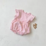 【66-90cm】ロンパース or セットアップ ベビー 韓国風 チェク柄 - 画像 (6)