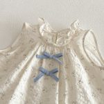 【73-100cm】セットアップ トップス＆パンツ ベビー 女の子 小花柄 ノースリーブ レース裾 - 画像 (8)