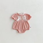【66-90cm】ロンパース ベビー 可愛い 蝶結び パフスリーブ - 画像 (5)