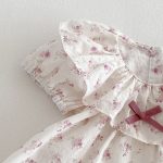 【66-90cm】セットアップ ブラウス＆サロペットロンパース フリル襟 小花柄 - 画像 (8)